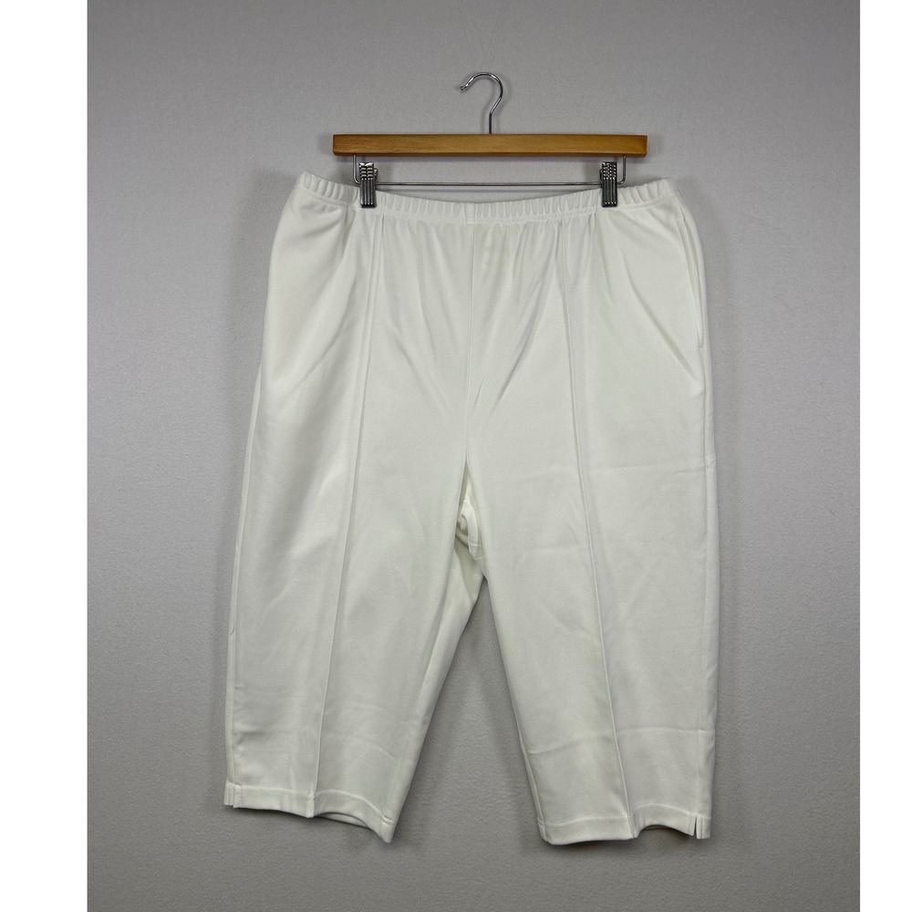 Coastal Grandma Blair Women Large White Elastic Waist‎ Capri Pants Side Pockets